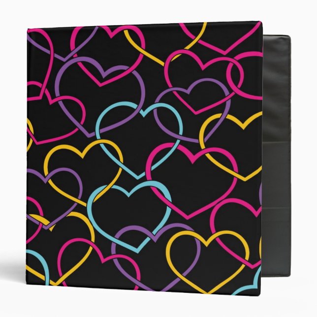 Classeur Motif de Valentine avec des coeurs de couleur (Devant/Intérieur)