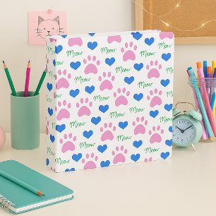 Classeur Motif d'empreinte de patte de chat avec texte Meow