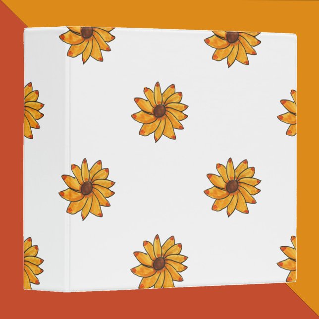 Classeur Motif d'encre de marqueur jaune Fleur (A binder with a sunflower pattern)