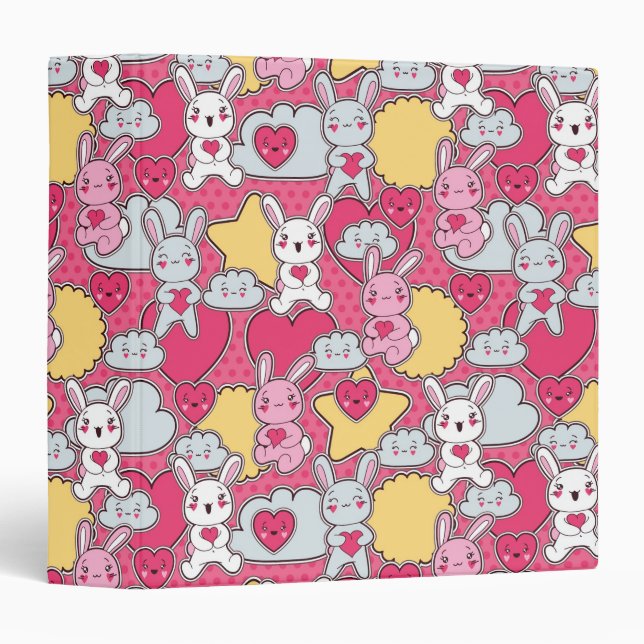 Classeur Motif d'enfant de Kawaii avec des griffonnages (Devant/Côté)