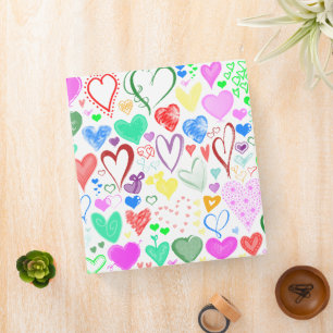 Classeur Motif Des Coeurs, Coeurs Colorés, Motif Des Coeurs