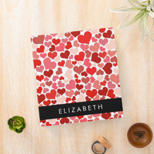 Classeur Motif Des Coeurs, Coeurs Rouges, Amour, Votre Nom