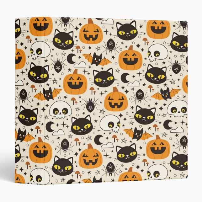 Classeur Motif d'Halloween rétro (Devant/Côté)