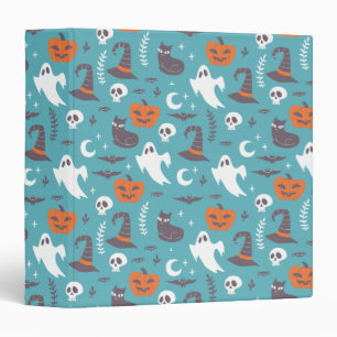 Classeur Motif d'Halloween Turquoise amusant