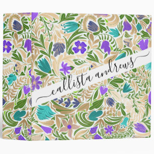 Classeur Motif d'illustration couleur or floral feuille