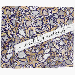 Classeur Motif d'illustration de la feuille florale blanche