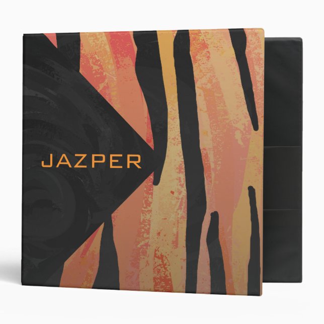 Classeur Motif d'impression monogramme Tiger chaud orange e (Devant/intérieur)