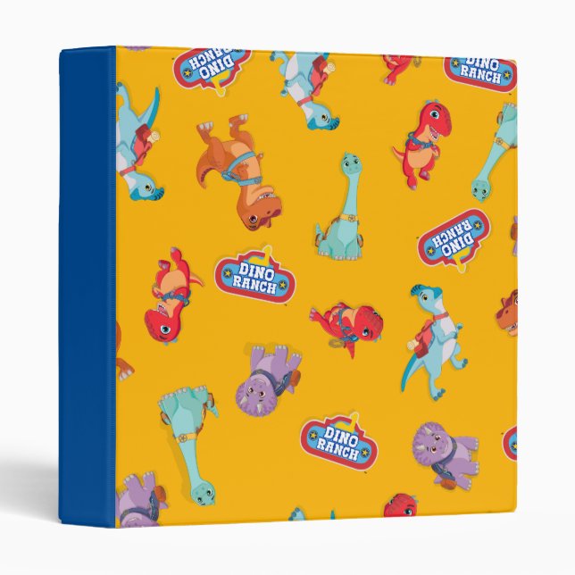 Classeur Motif Dino Ranch sur Jaune (Devant/Côté)