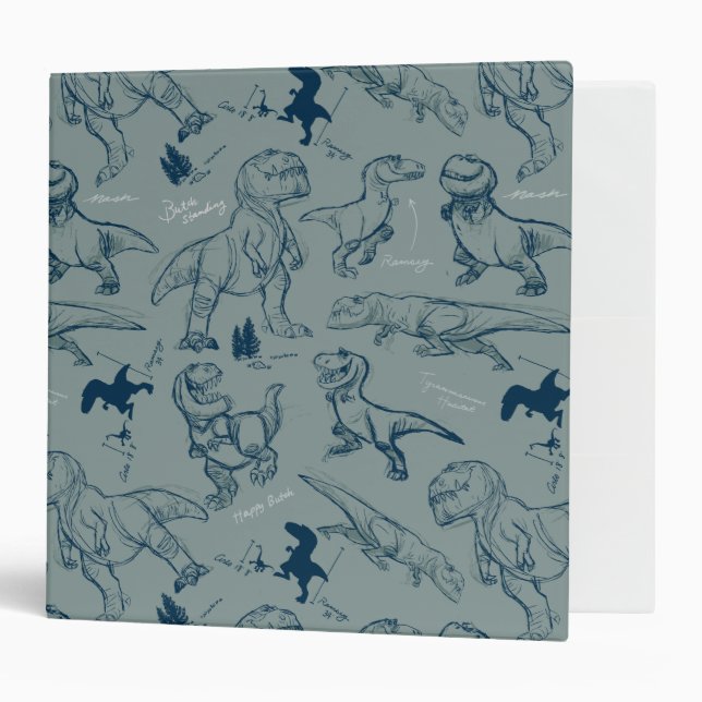 Classeur Motif Dinosaur Sketch (Devant/intérieur)