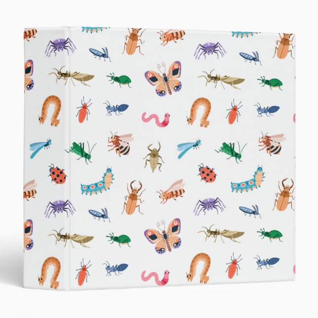 Classeur Motif d'insectes coloré mignon (Devant/Côté)