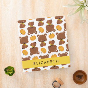 Classeur Motif D'Ours, Mignons Ours, Citrouille, Votre Nom