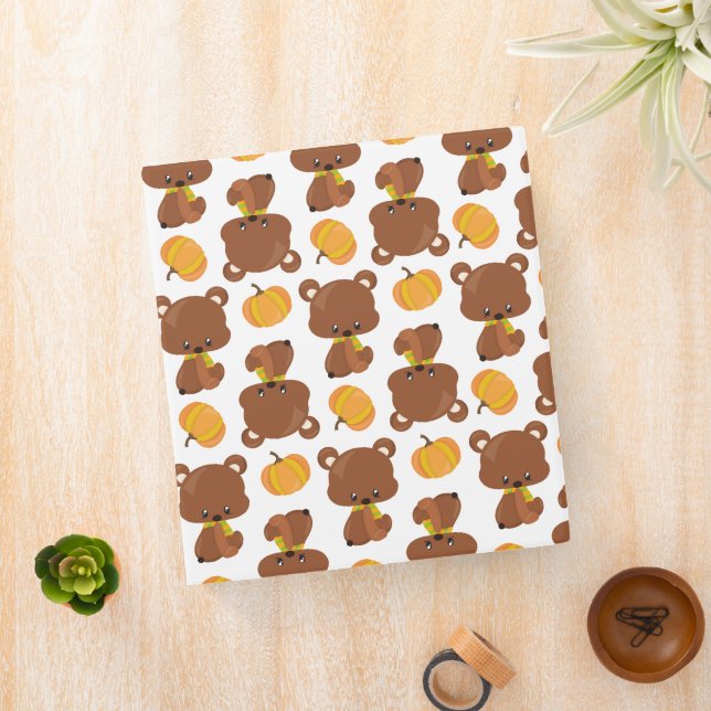 Classeur Motif D'Ours, Ours Mignons, Automne, Citrouille (In Situ)
