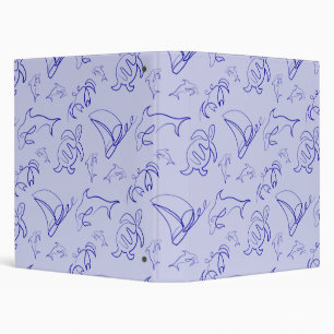 Classeur Motif d'une ligne d'animal marin et voilier