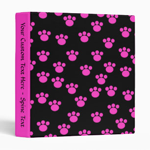 Classeur Motif Empreinte de patte noir et rose vif.