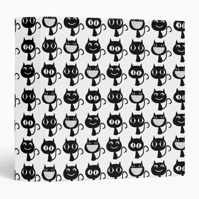 Classeur Motif Expressions de chats noirs mignons (Devant/Côté)