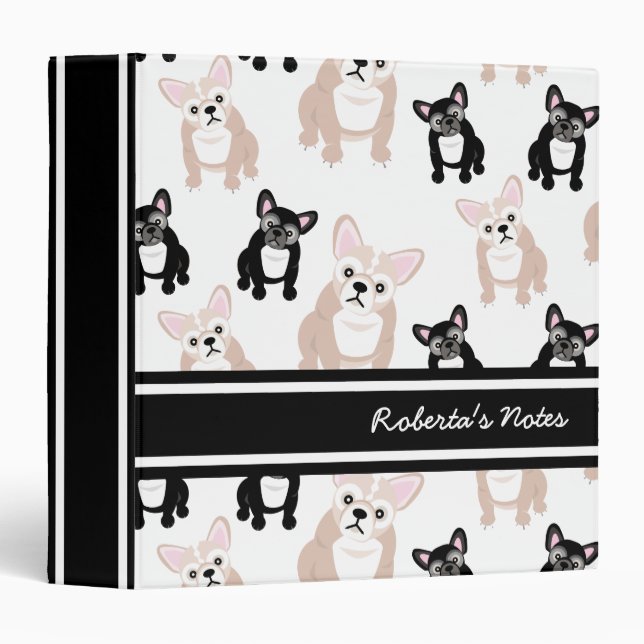 Classeur Motif fait sur commande de bouledogue français (Devant/Côté)