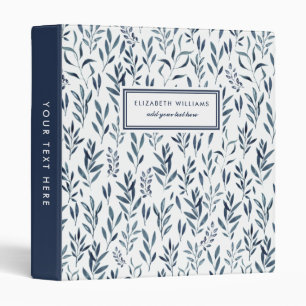 Classeur Motif Feuille bleu aquarelle personnalisé