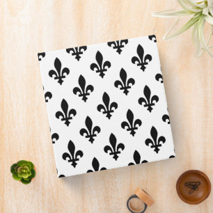 Classeur Motif Fleur de Lis, Royal Français, Noir sur Blanc