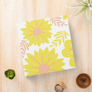 Classeur Motif Fleur de Pêche Jaune Vintage Retro
