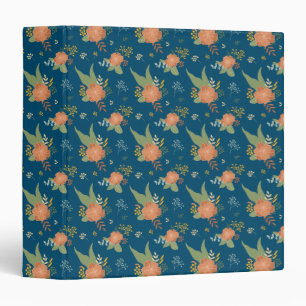 Classeur Motif Fleur de Pêche Vintage Bleu Foncé