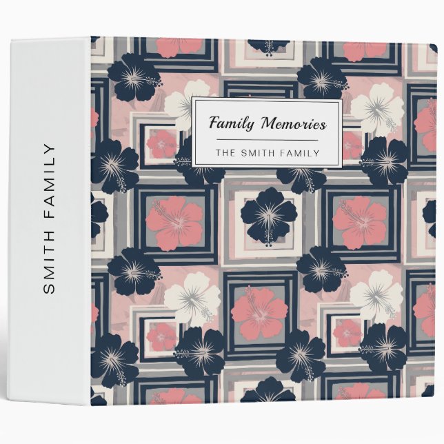 Classeur Motif floral à l'hibiscus bleu élégant (9) (Devant/Côté)