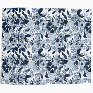 Classeur Motif floral bleu marine Pastel