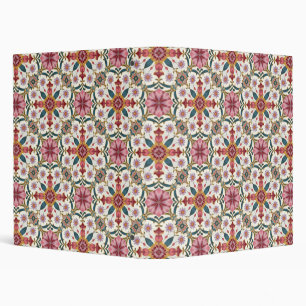 Classeur Motif floral boho en rouge, rose et sarcelle