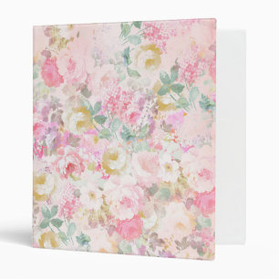 Classeur Motif floral de rétro aquarelle blanche rose chic
