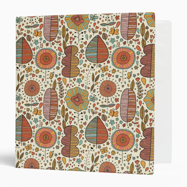 Classeur Motif floral d'été fait de feuille (Devant/Intérieur)