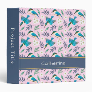 Classeur Motif floral d'oiseaux martin-pêcheur rose vintage