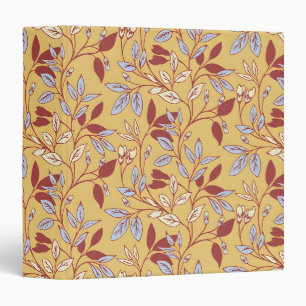Classeur Motif floral élégant avec feuilles rouges et bleue