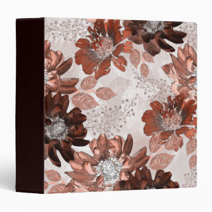 Classeur Motif floral gris-marron.