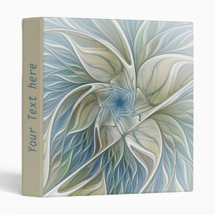 Classeur Motif floral rêveur Art abstrait Bleu Kaki Texte