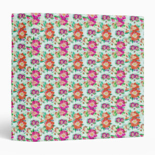 Classeur Motif floral rose et rouge Vintage