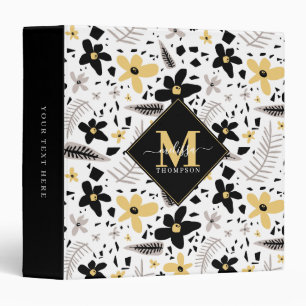 Classeur Motif floral sans couture noir jaune gris abstrait