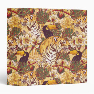 Classeur Motif floral tropical avec le tigre