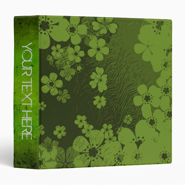 Classeur Motif floral vert grunge art (Devant/Côté)