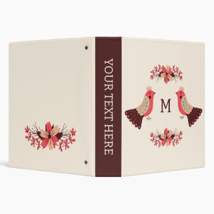 Classeur Motif folklorique scandinave avec oiseaux et fleur