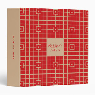 Classeur Motif géométrique chinois traditionnel rouge et or