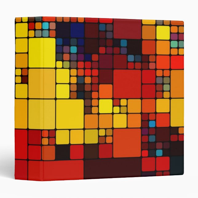 Classeur Motif géométrique d'arc-en-ciel vibrant abstrait (Devant/Côté)