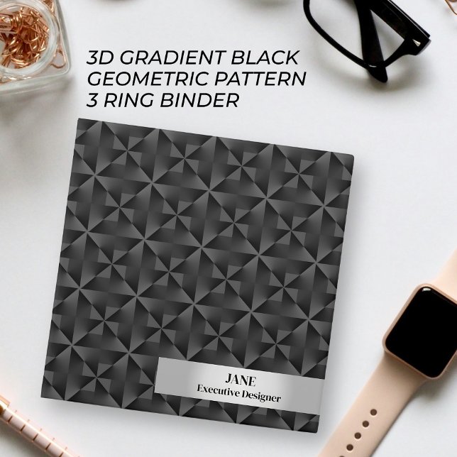 Classeur Motif géométrique diamant noir dégradé 3D moderne (Créateur téléchargé)