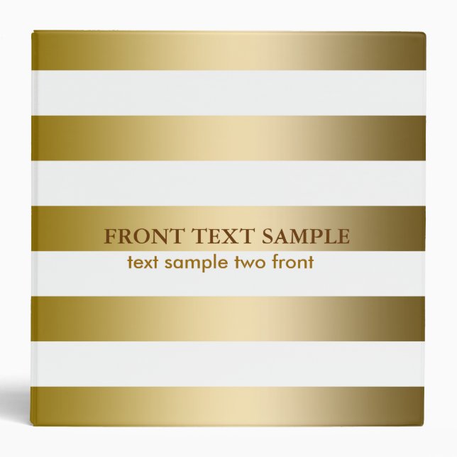Classeur Motif géométrique Monogramme Faux Gold Stripes (Devant)
