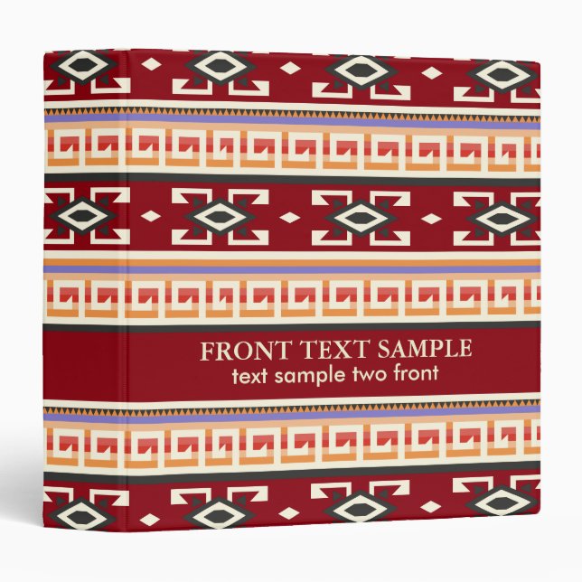 Classeur Motif géométrique tribal amérindien (Devant/Côté)
