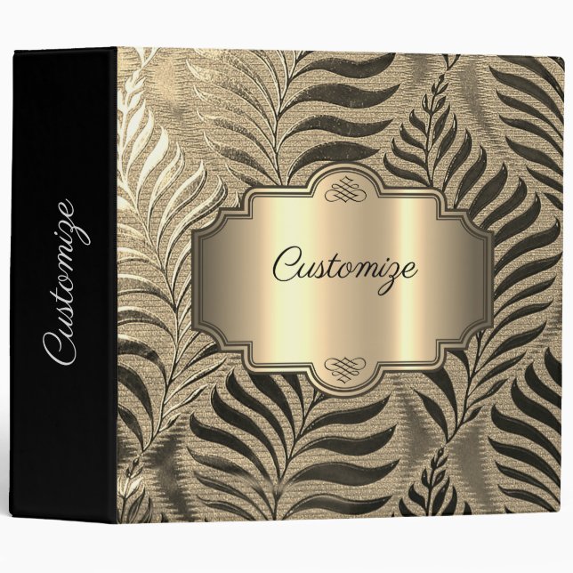 Classeur Motif Gold Leaf (Devant/Côté)