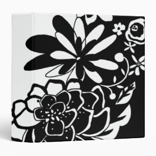 Classeur Motif graphique de jardin floral noir et blanc