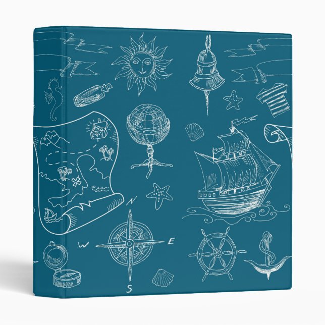 Classeur Motif graphique nautique de modèle (Devant/Côté)