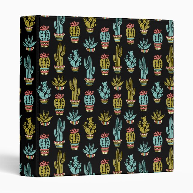 Classeur Motif grunge foncé de cactus (Devant/Côté)