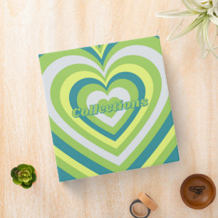 Classeur Motif Hypnotique Vert Coeur Y2K