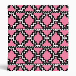 Classeur Motif Ikat Aztec - Fuchsia rose, noir et blanc