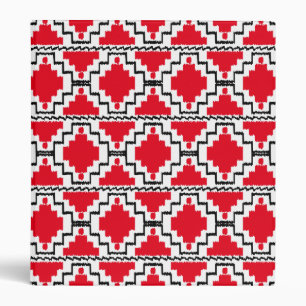 Classeur Motif Ikat Aztec - Rouge, Noir et Blanc